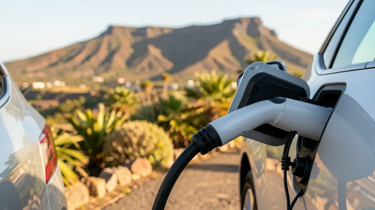 Imagen genérica de un coche eléctrico cargando en Canarias.