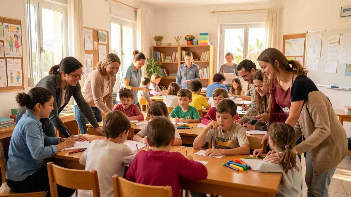 Generic image of educational assistants working with students in the Canary Islands.