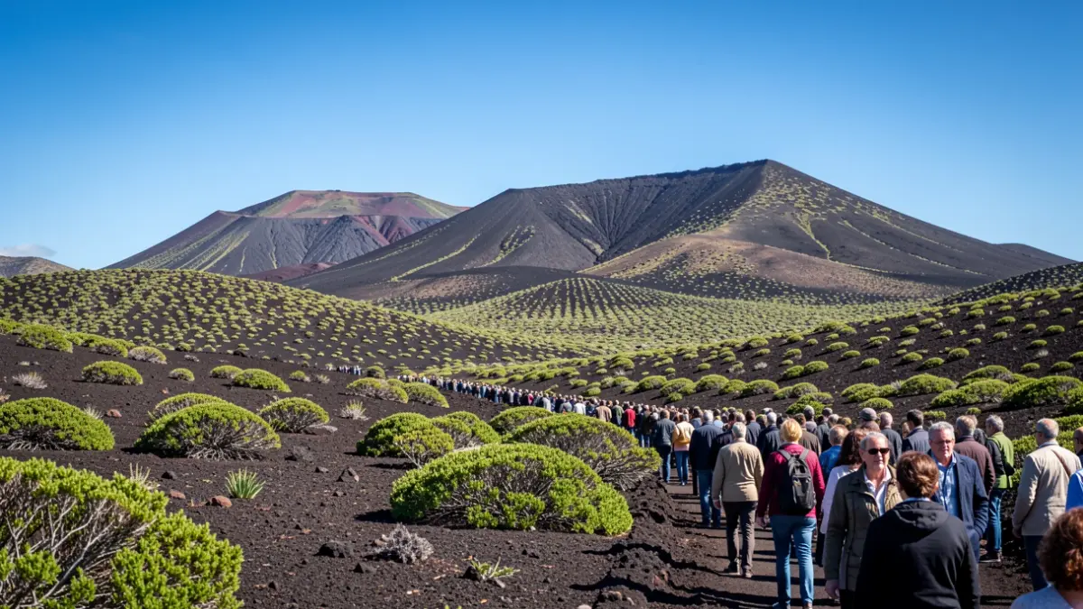 Generic image of a Canarian volcanic landscape with sparse vegetation and a blue sky.