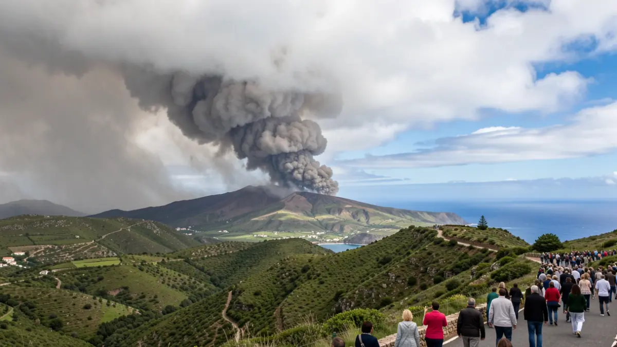 Imagen genérica de nubes de tormenta sobre un paisaje volcánico de Canarias.
