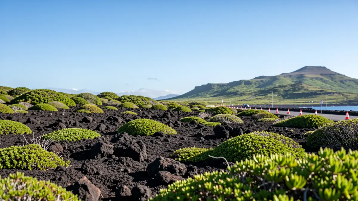 Generic image of a Canary Islands landscape with hints of preparations for a major event.