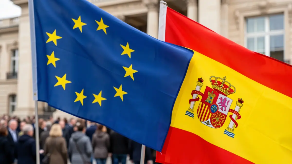 Generic image of the European Union and Spain flags.