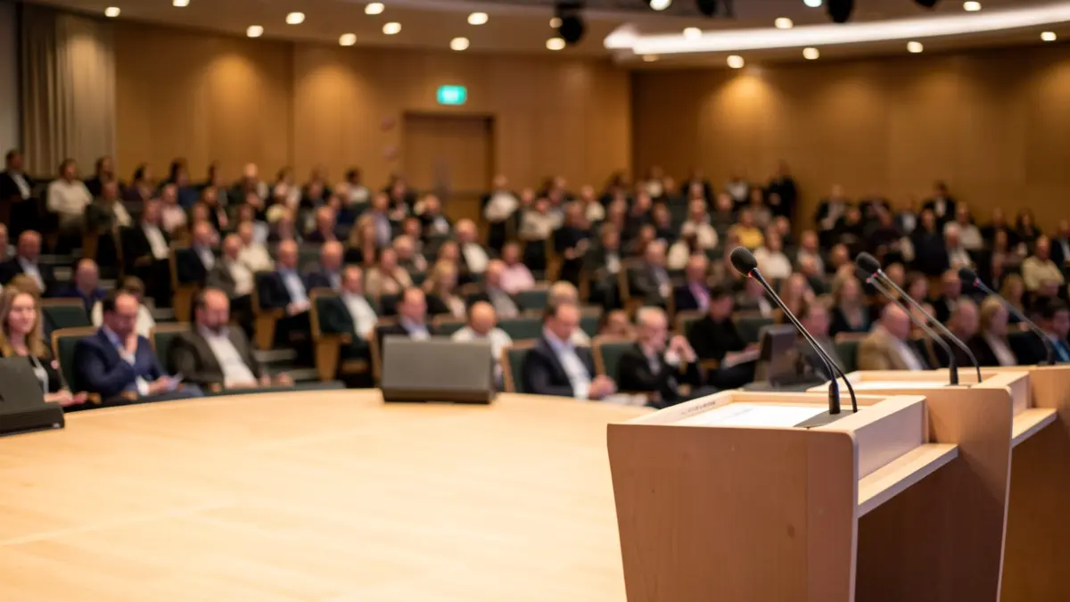 Imagen genérica de un auditorio preparado para una conferencia.