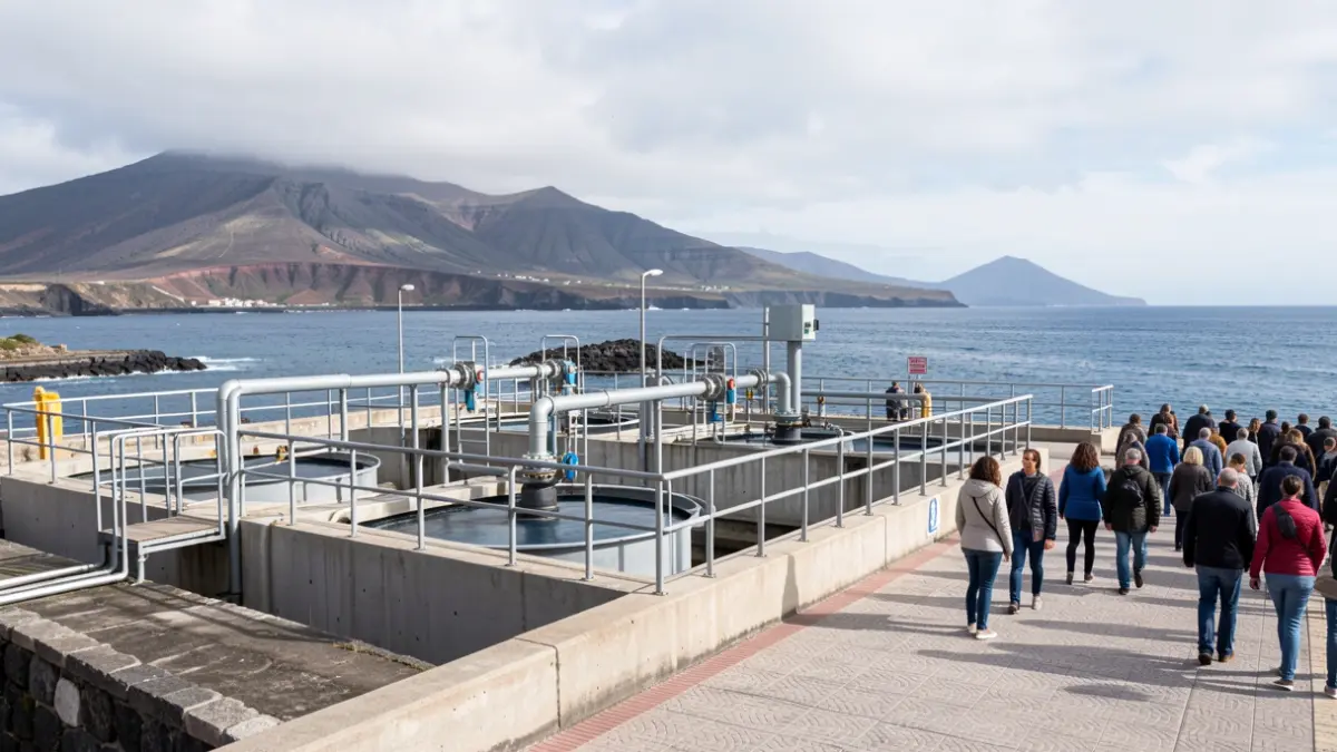 Sewage pumping station under construction on the coast of Tenerife.