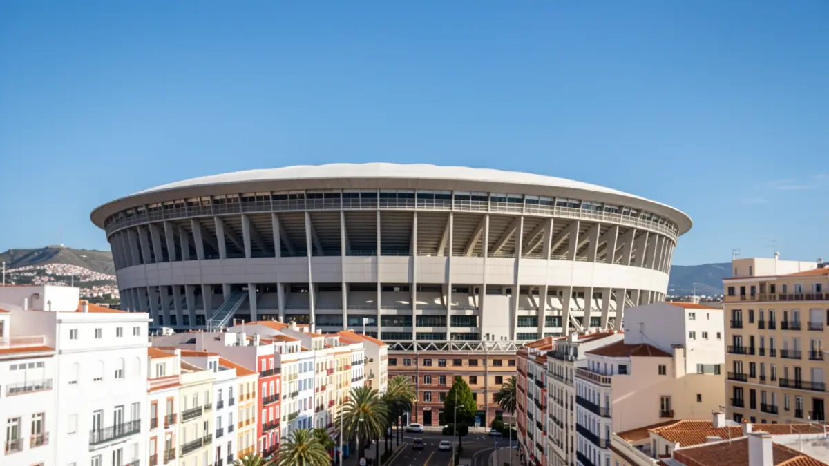 Exterior view of the Heliodoro Rodríguez López stadium in Santa Cruz de Tenerife.