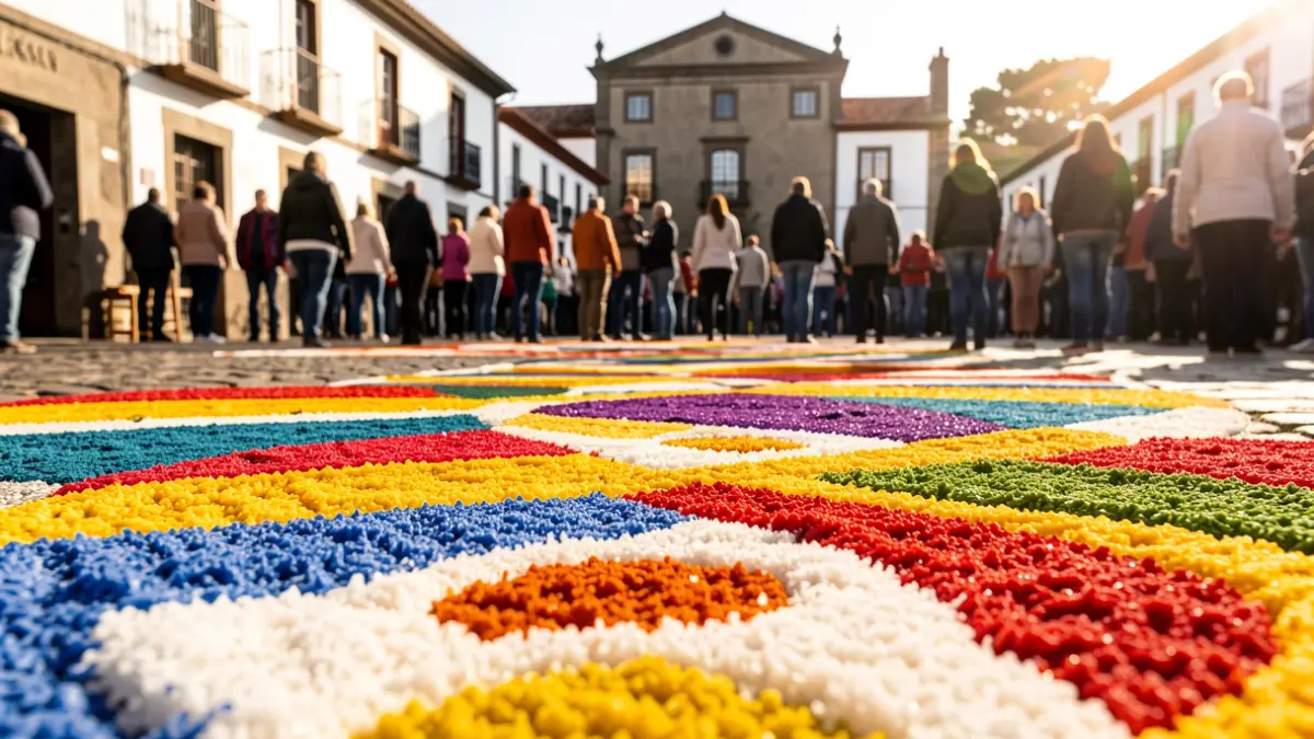 Colorful salt carpets handcrafted in a neighborhood of Las Palmas de Gran Canaria.