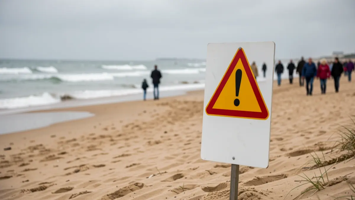 Generic image of a warning sign on a beach.