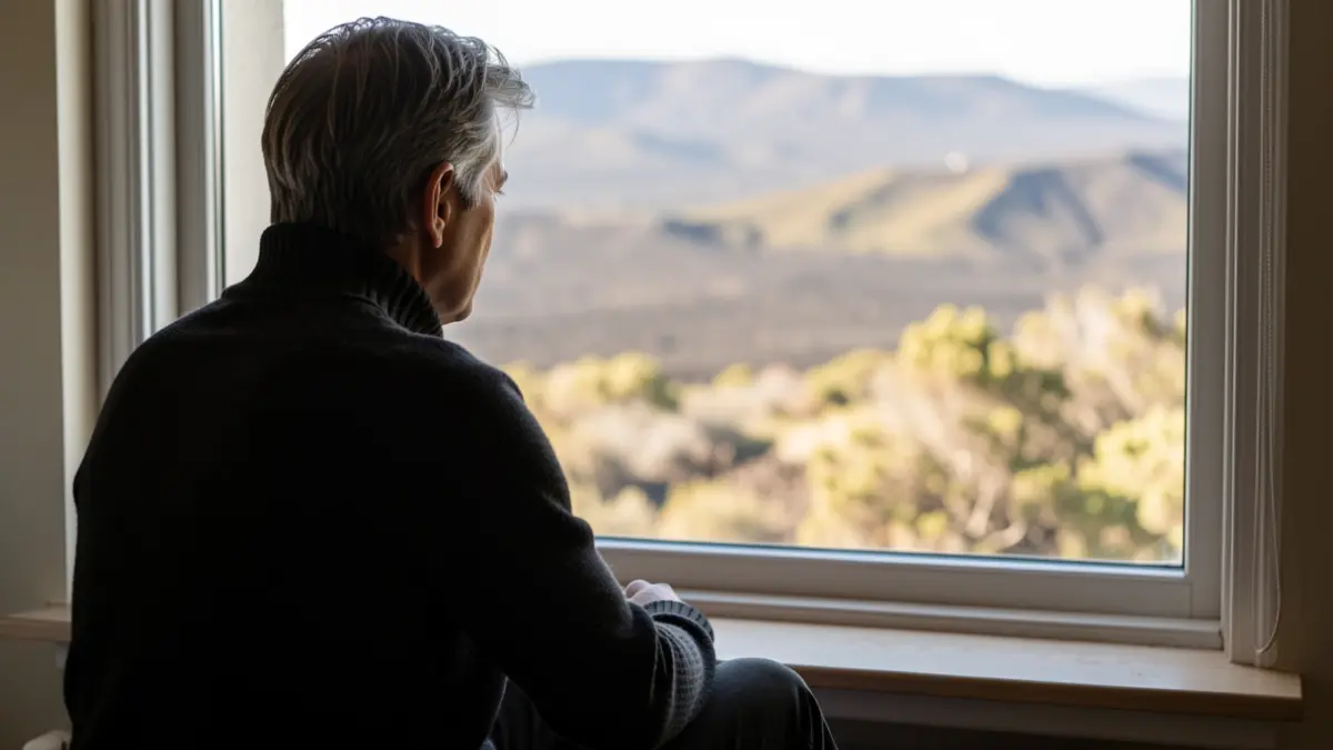 Generic image of a person looking out a window towards a Canarian landscape.