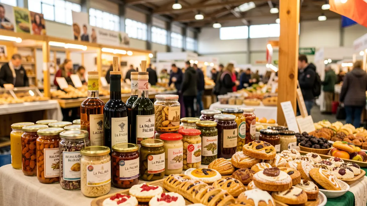 Expositores de productos agroalimentarios de La Palma en una feria comercial.
