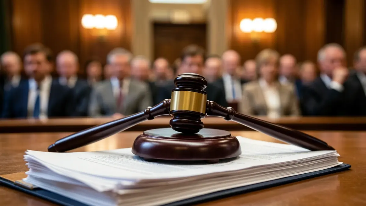 Generic image of a judge's gavel on legal documents in a courtroom.