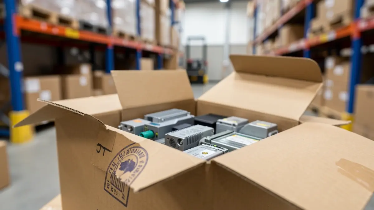 Generic image of a package with a customs stamp and electronic components.