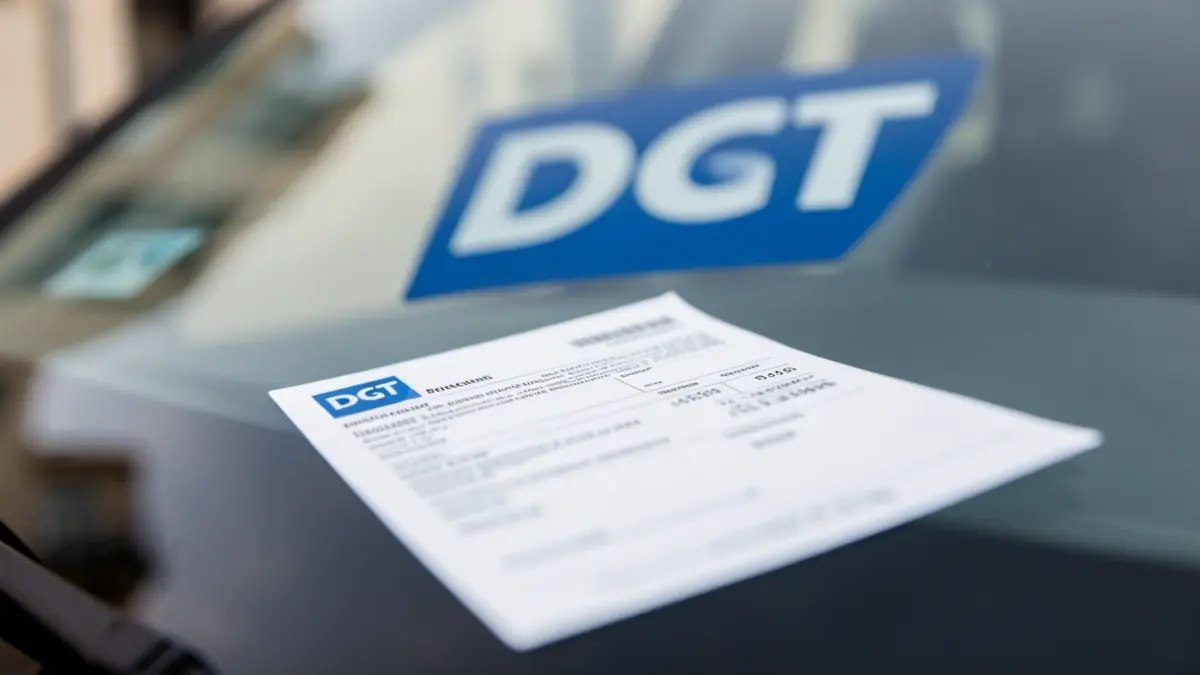 Close-up of a traffic ticket on a car's windshield.