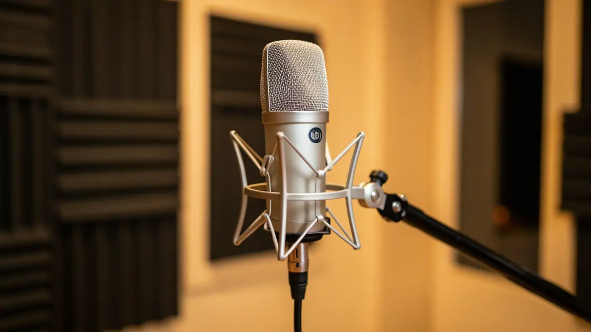 Generic image of a radio microphone in a studio.