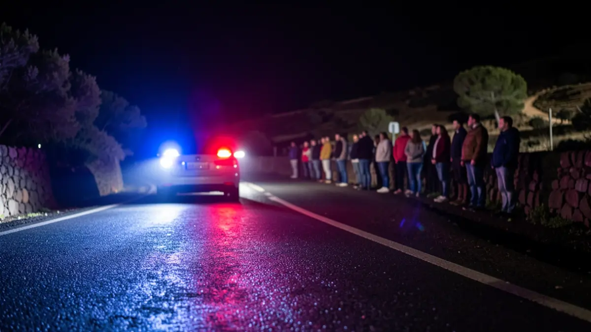 Generic image of police emergency lights reflecting on wet asphalt at night.