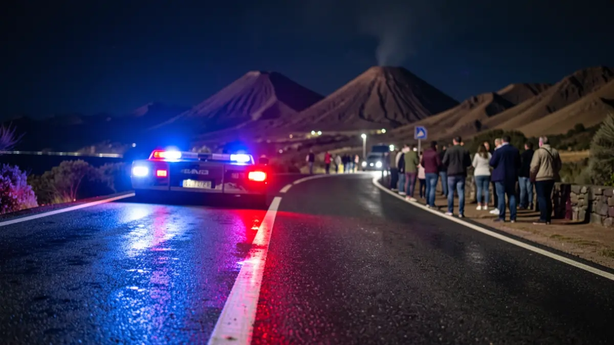 Generic image of police emergency lights reflecting on wet asphalt at night.
