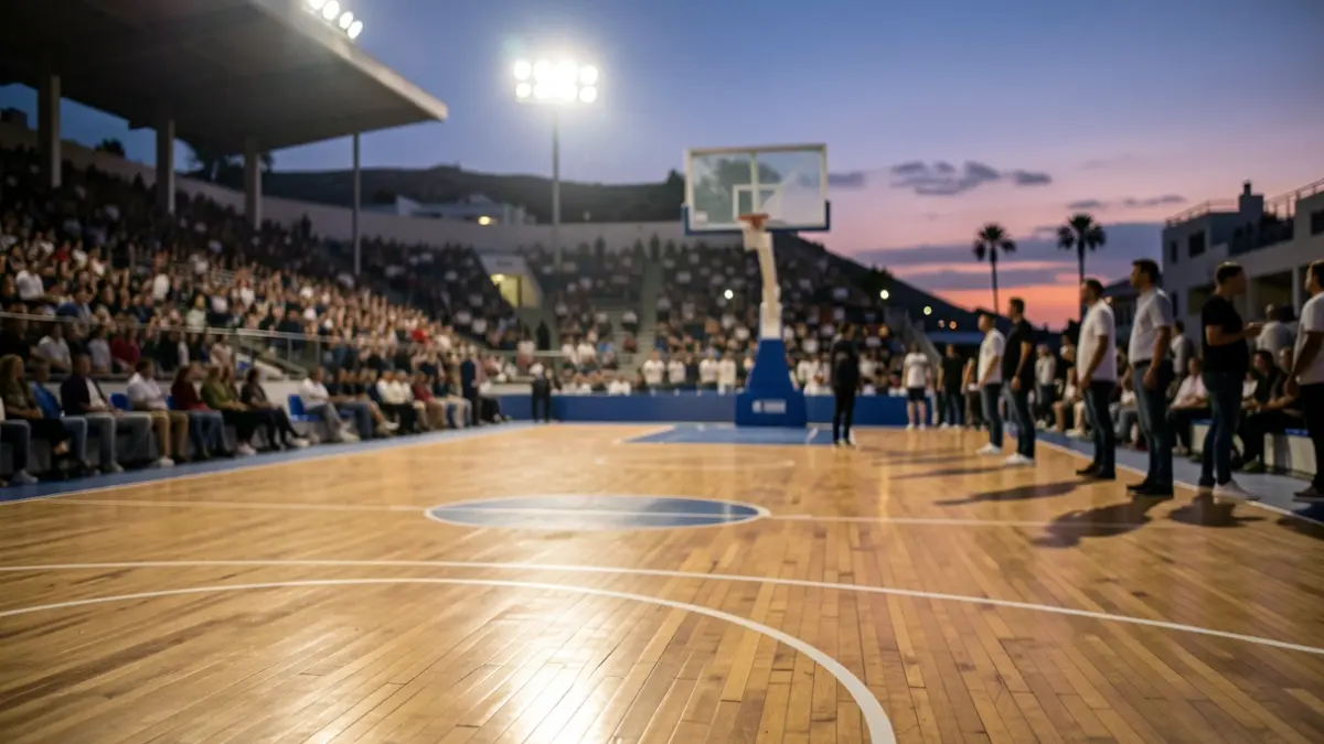 Generic image of a basketball court in the Canary Islands at dusk.