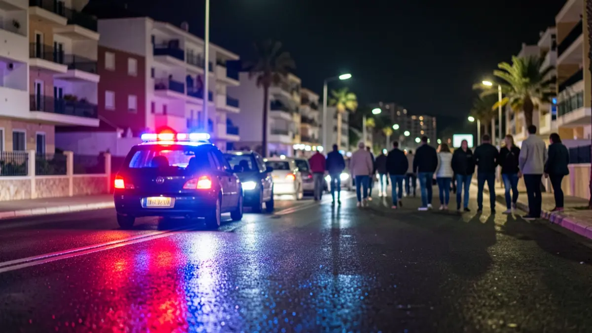 Generic image of police emergency lights reflecting on wet asphalt at night.