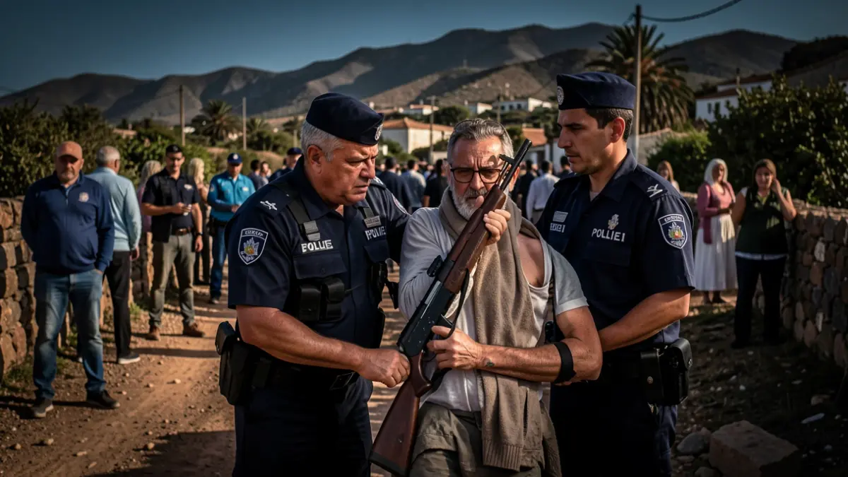 Generic image of a police arrest in a rural setting in the Canary Islands.