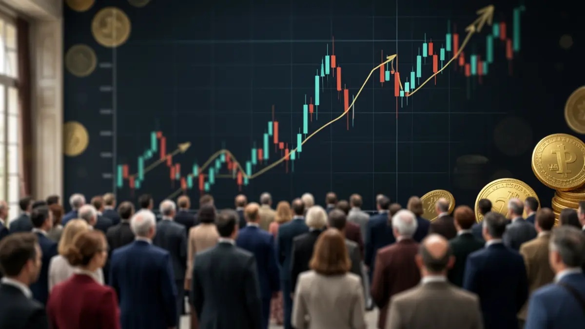 Imagen genérica de gráficos financieros y monedas doradas.