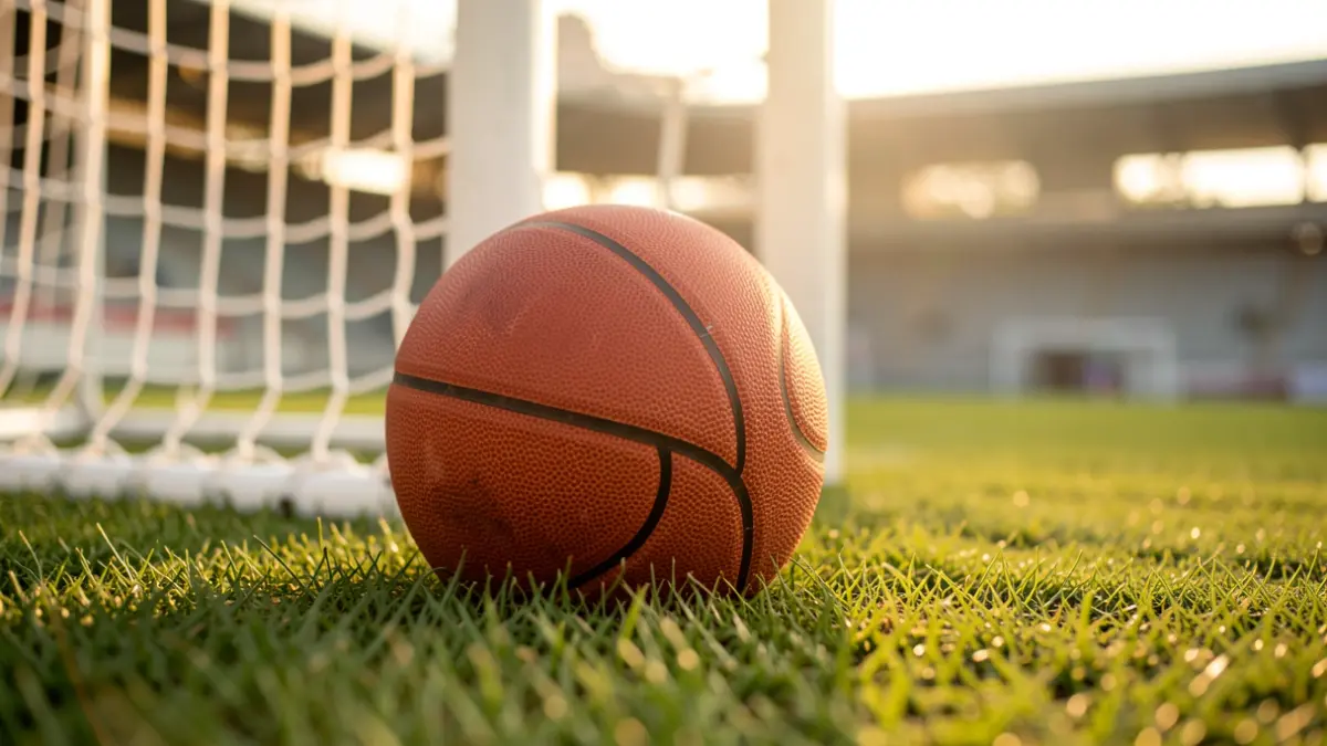 Imagen genérica de un balón de baloncesto sobre césped.