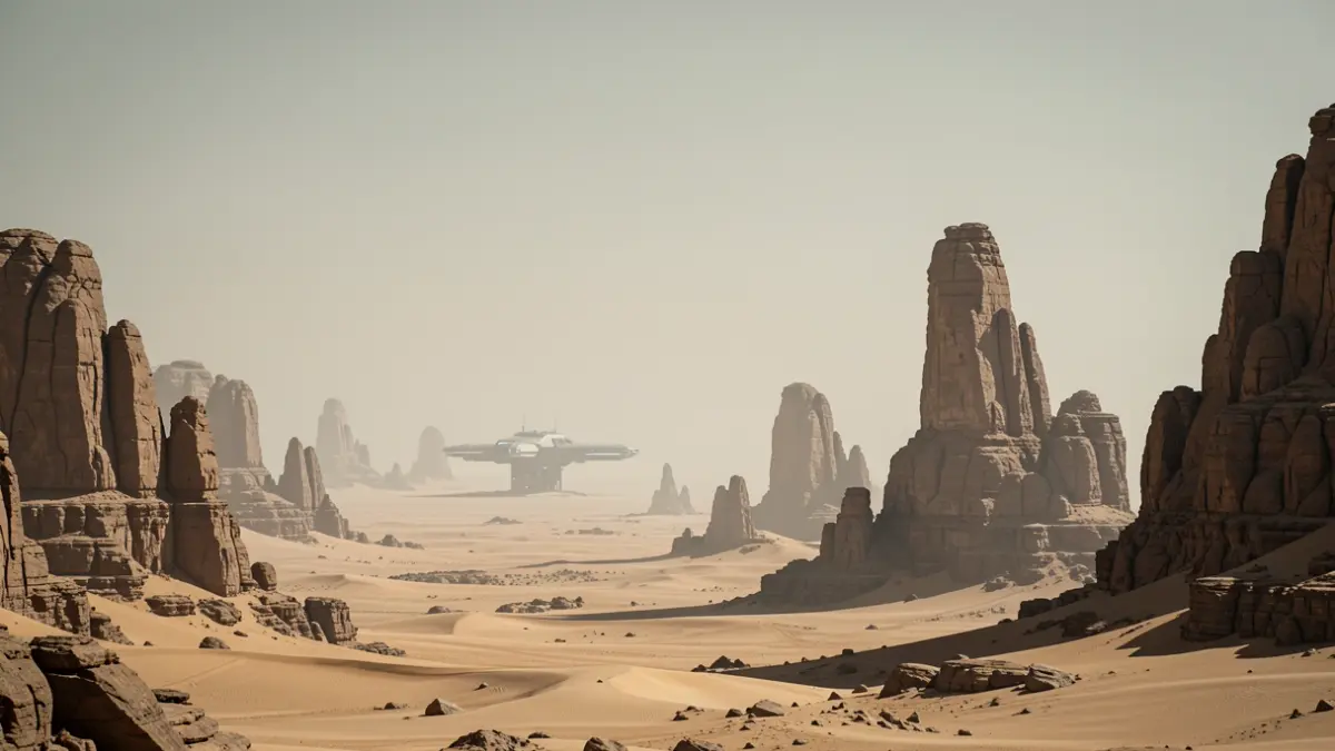 Generic image of an alien desert landscape inspired by Dune.