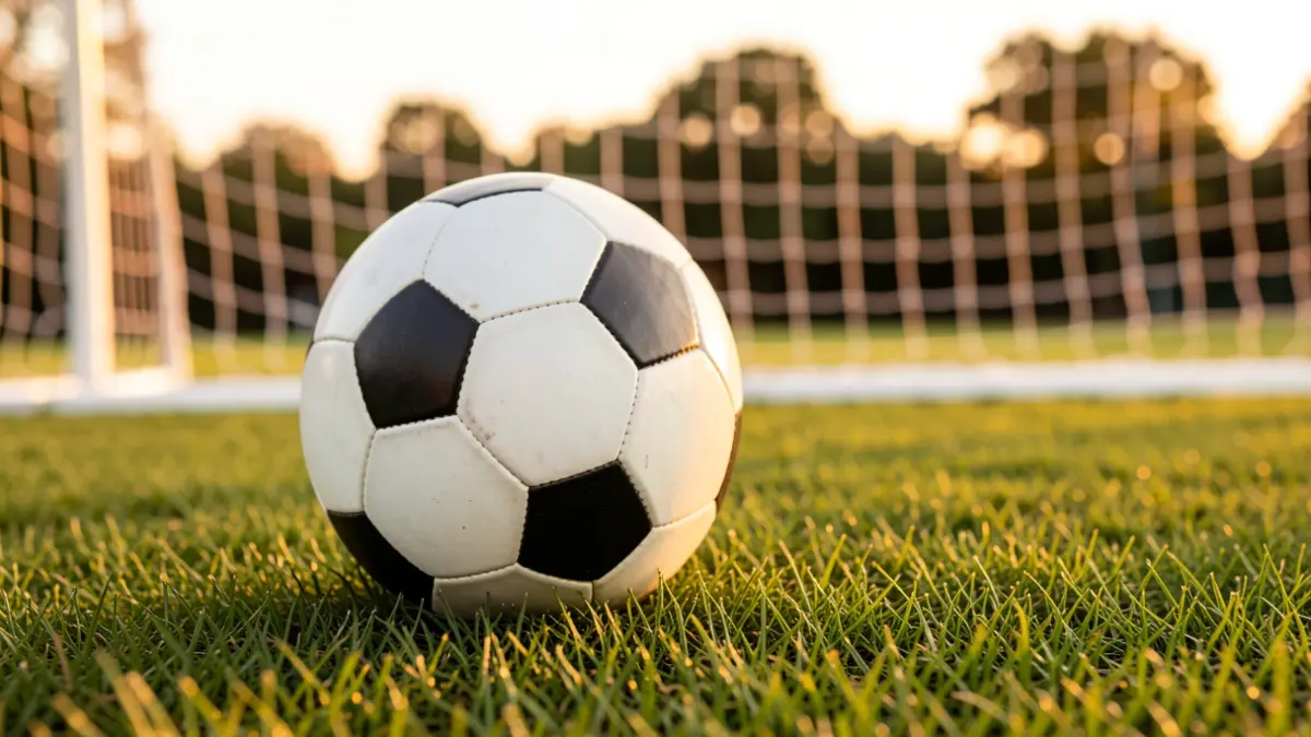 Generic image of a soccer ball on a stadium pitch.
