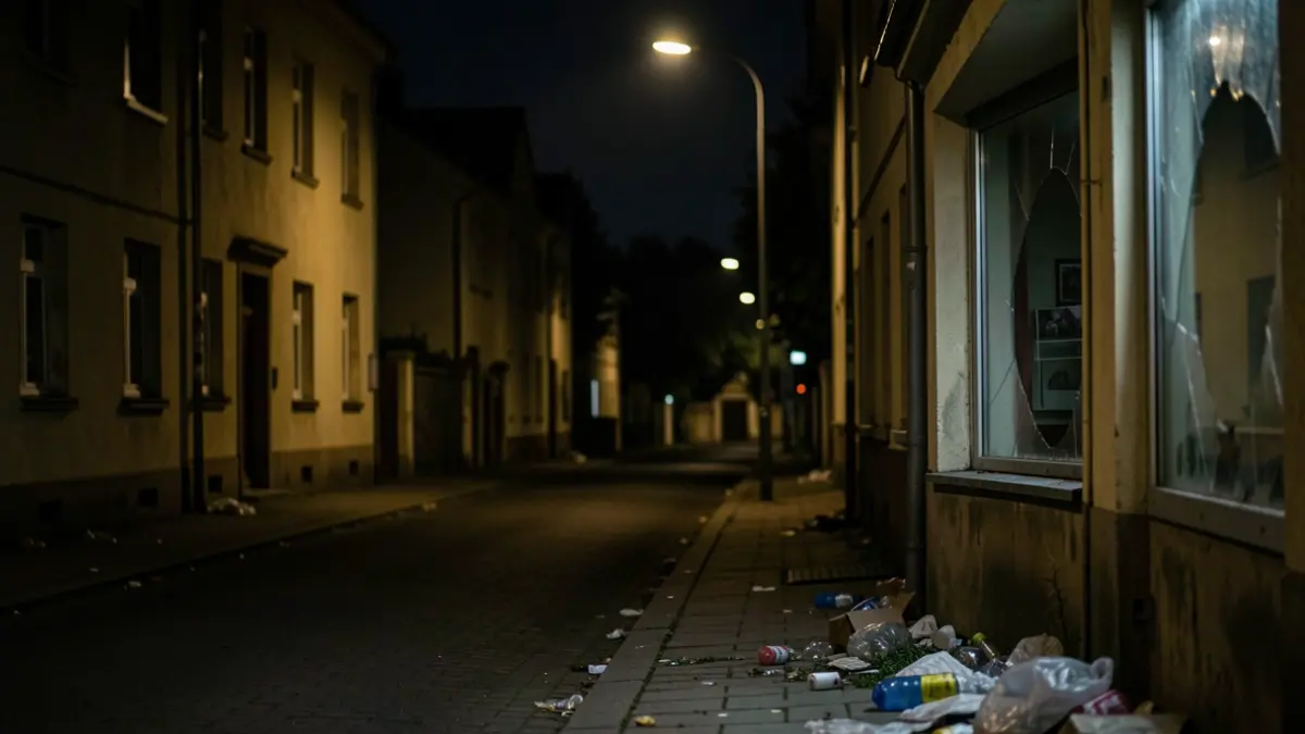 Generic image of a dark street with a feeling of insecurity in a neighborhood.