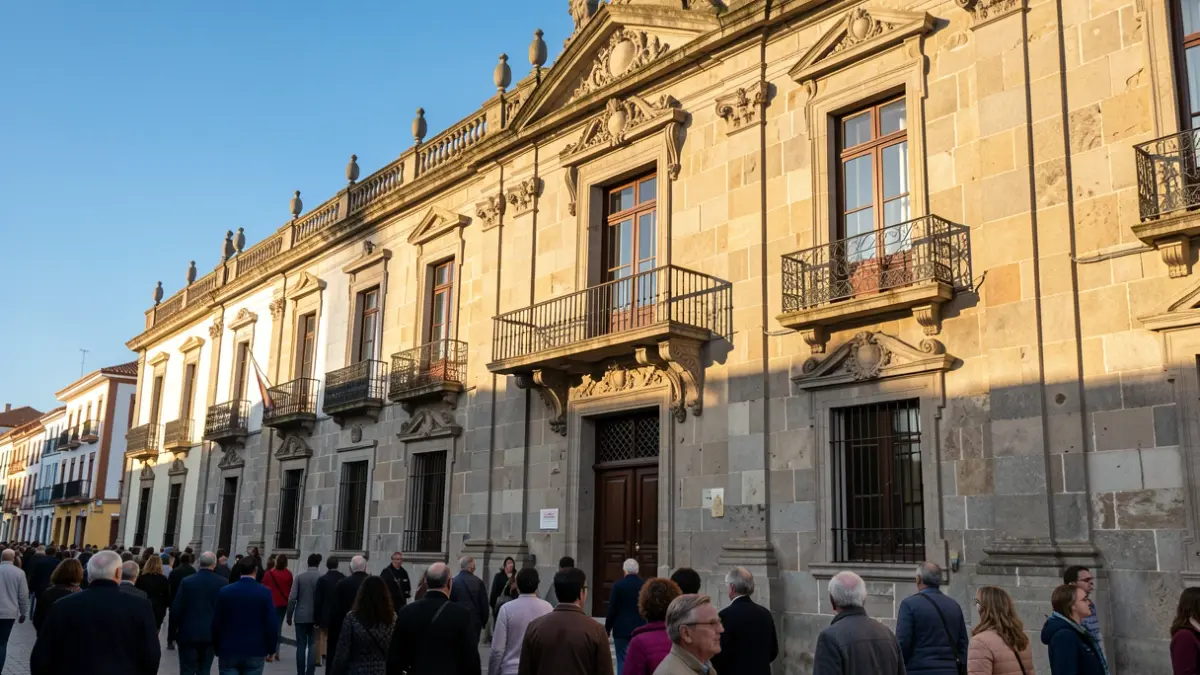 Facade of an institutional building in the Canary Islands with afternoon light.