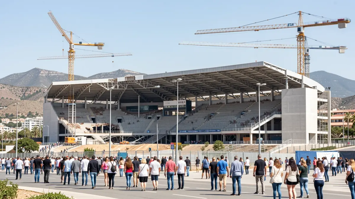 Obras de remodelación en el Estadio de Gran Canaria.