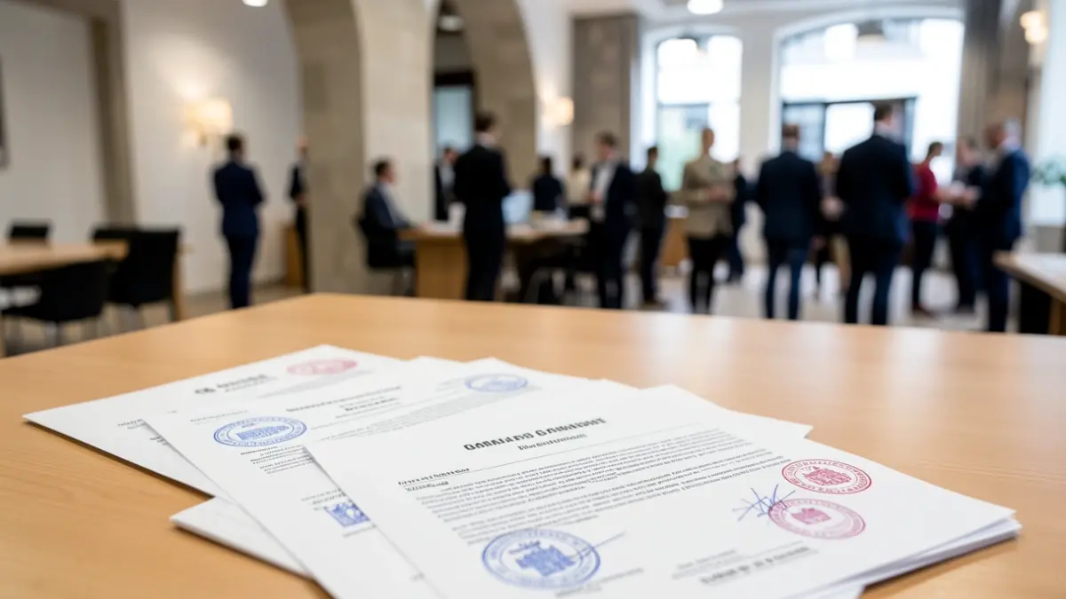 Generic image of official documents and a desk in an office.
