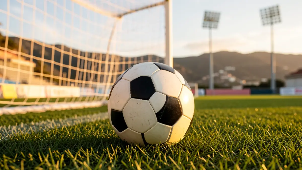 Generic image of a soccer ball on a stadium field.