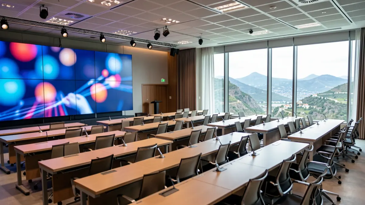 Generic image of a modern press center prepared for a major event in Canarias.