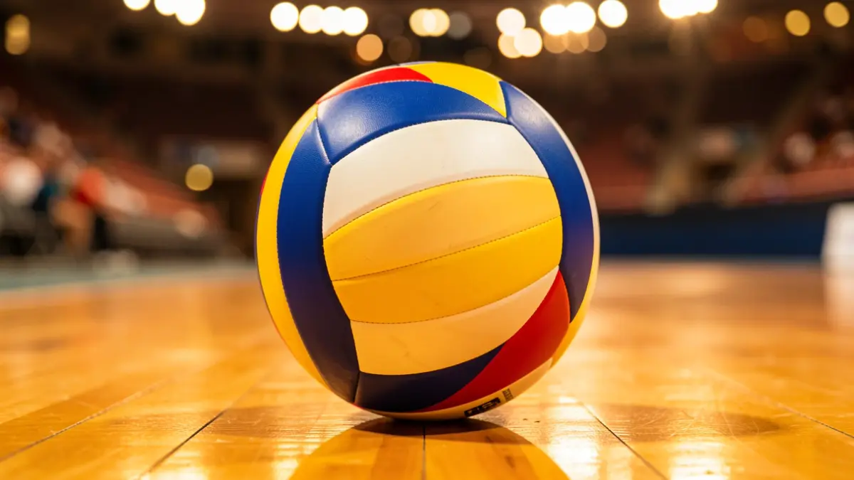 Imagen genérica de un balón de voleibol sobre una pista deportiva.