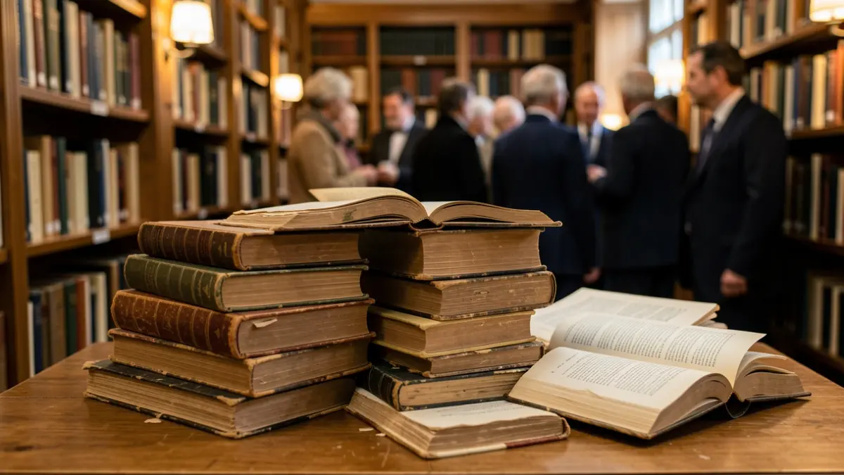 Imagen genérica de libros antiguos apilados.