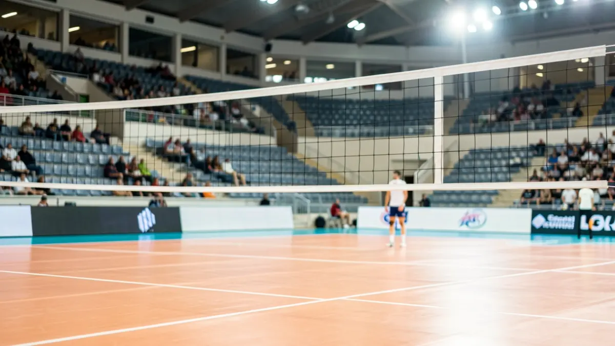 Generic image of a volleyball court in the Gran Canaria Arena.