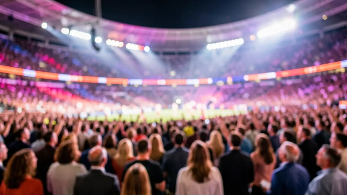 Generic image of a stadium full of people during a night concert.