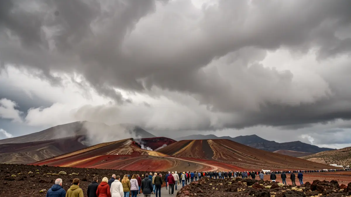 Generic image of a stormy sky over a Canary Islands volcanic landscape.