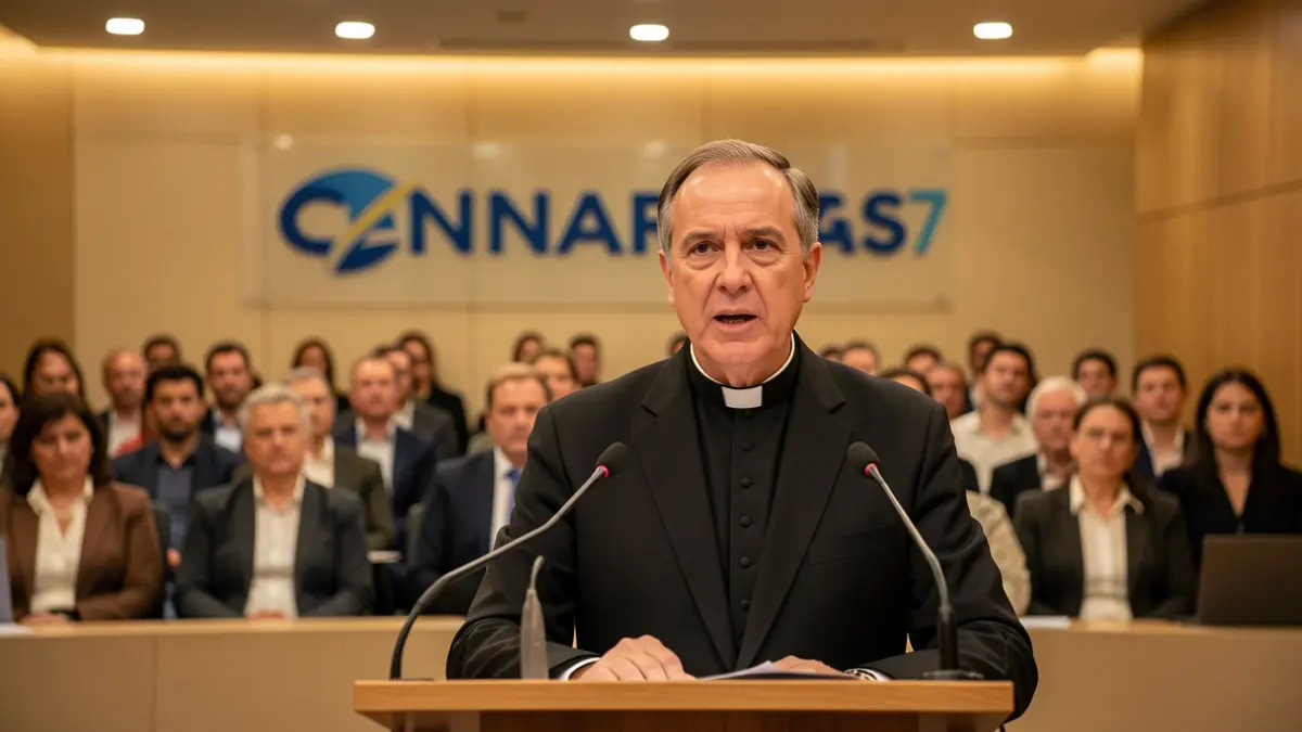 Imagen genérica de un obispo hablando en un foro.