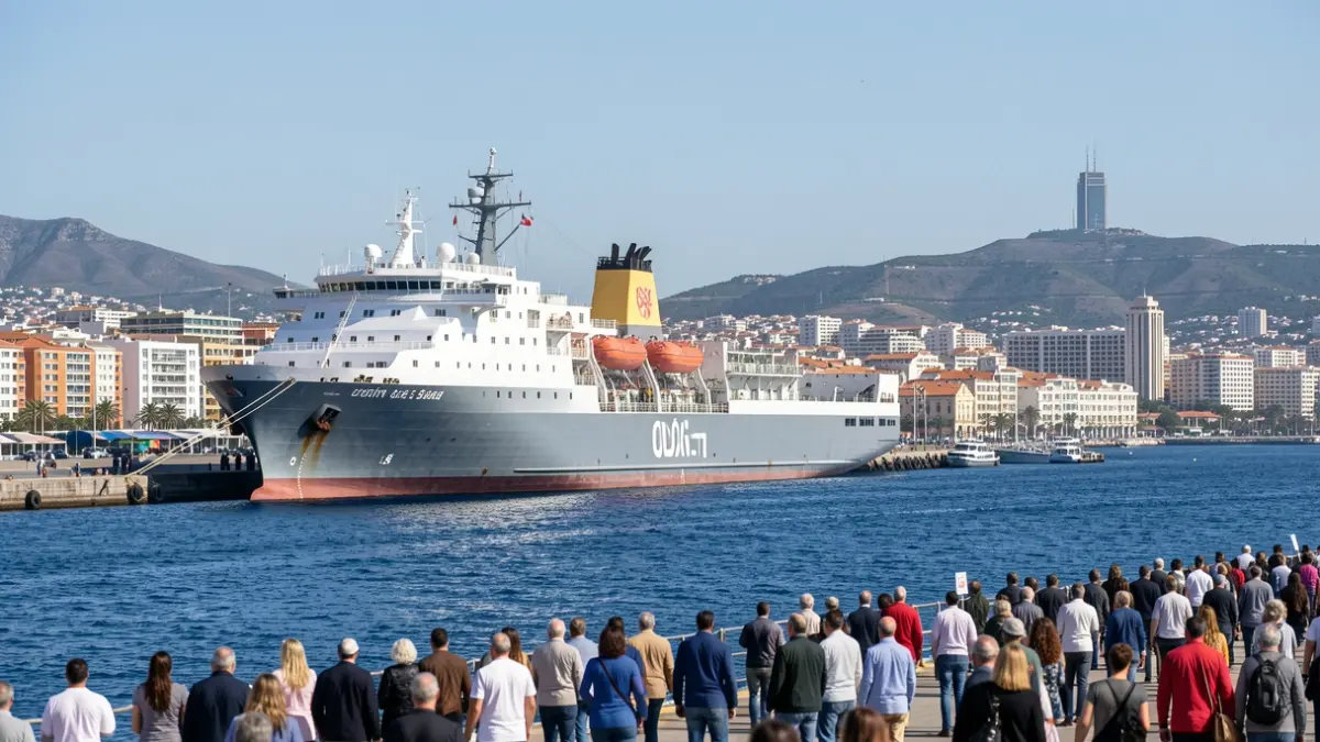 The oceanographic vessel Odón de Buen docked in the port of Santa Cruz de Tenerife.