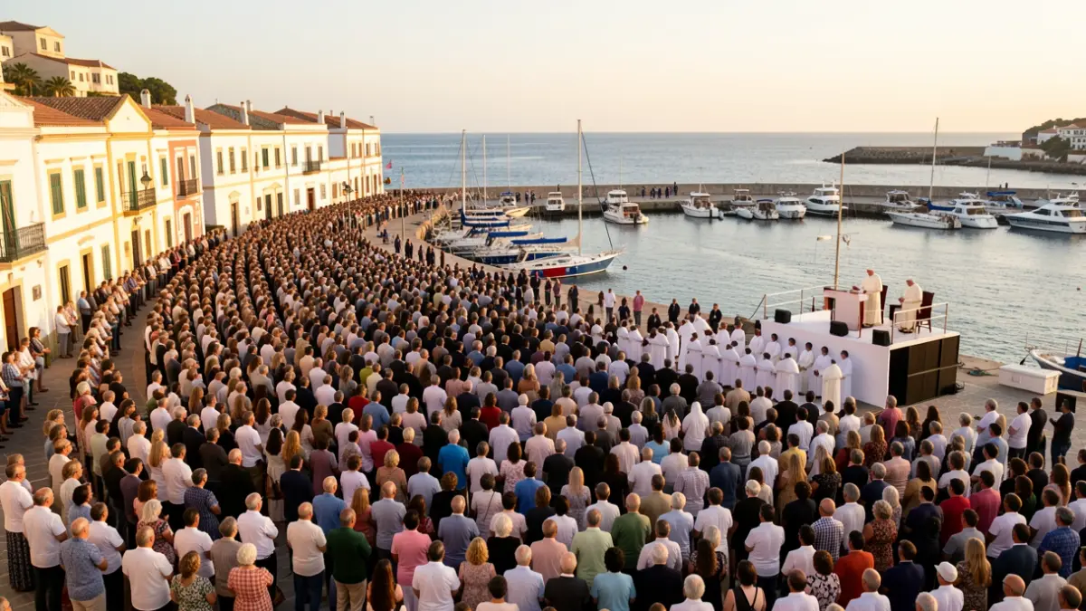 Imagen genérica de una misa multitudinaria oficiada por el Papa en un puerto de las Islas Canarias.