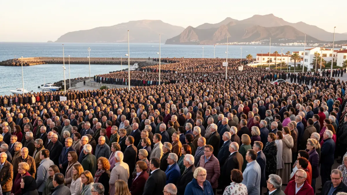 Generic image of a crowd at an outdoor religious celebration in Tenerife.