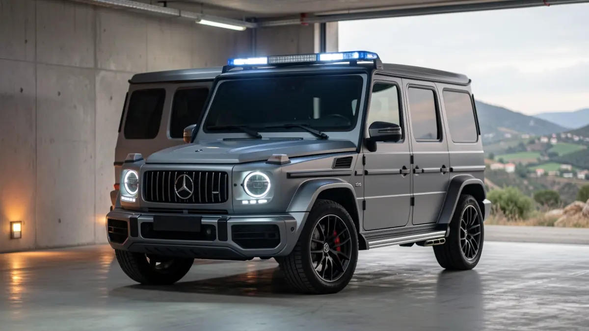 Imagen de un vehículo Mercedes-Benz Clase G reforzado contra ataques terroristas, similar al papamóvil que llegará a Gran Canaria.