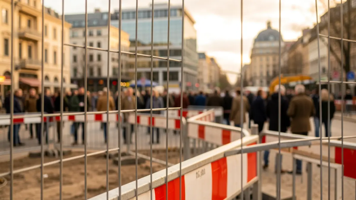Generic image of an urban construction site with barriers.