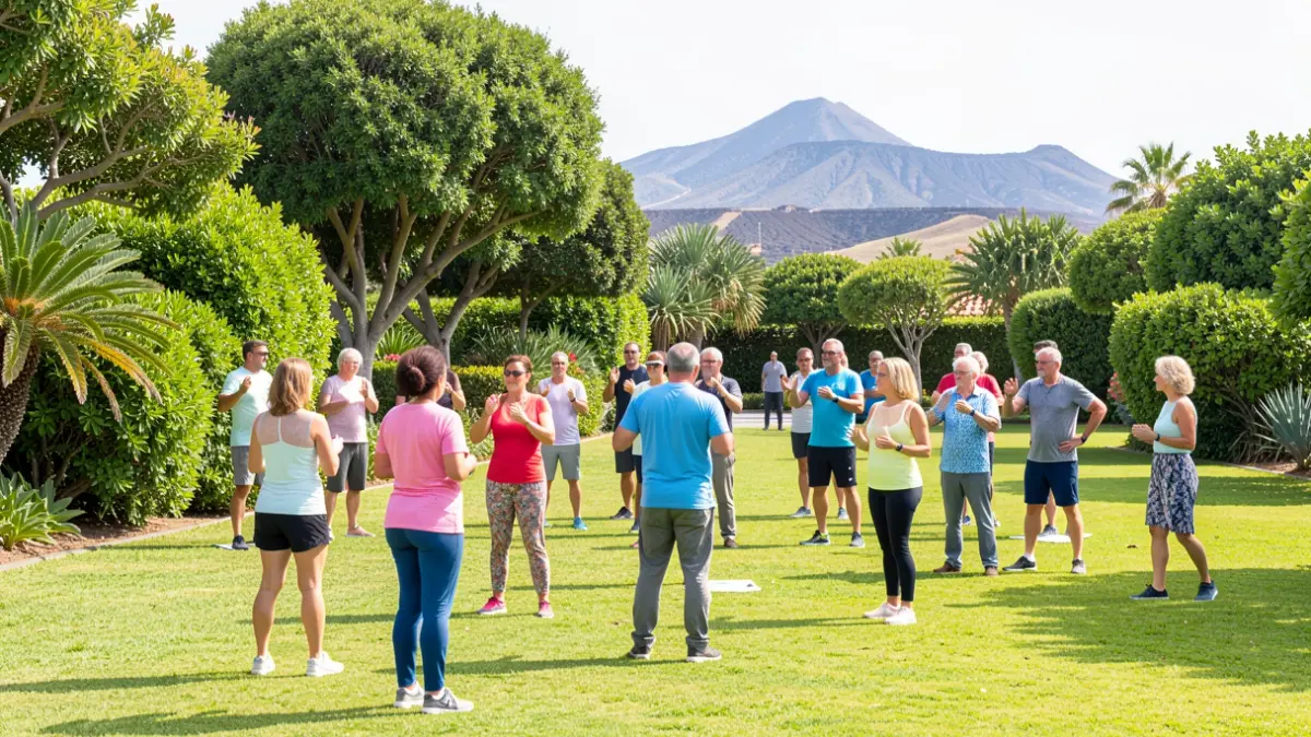 Generic image of older adults exercising outdoors in the Canary Islands.