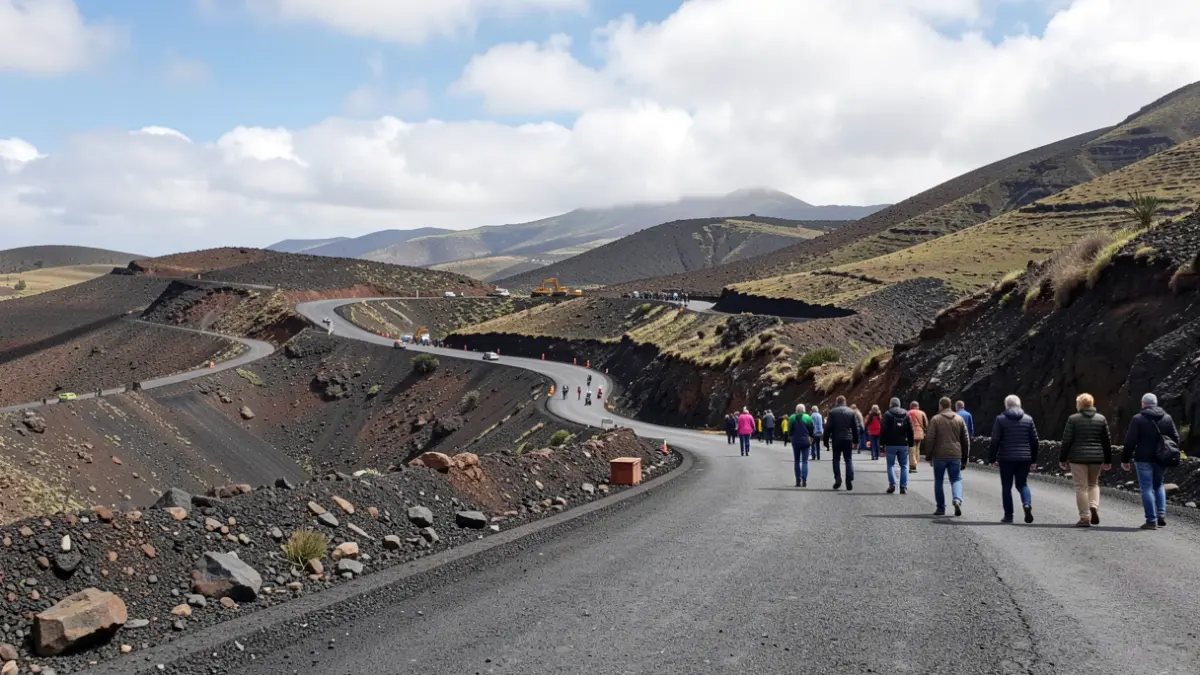Image of the road under construction in La Gomera.