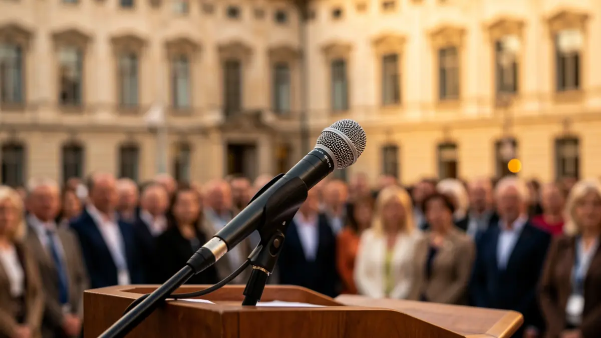 Generic image of a microphone on a podium.