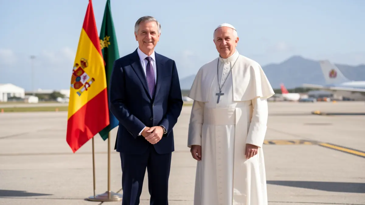 El Rey Felipe VI y el Papa León XIV en el aeropuerto de Tenerife Norte.