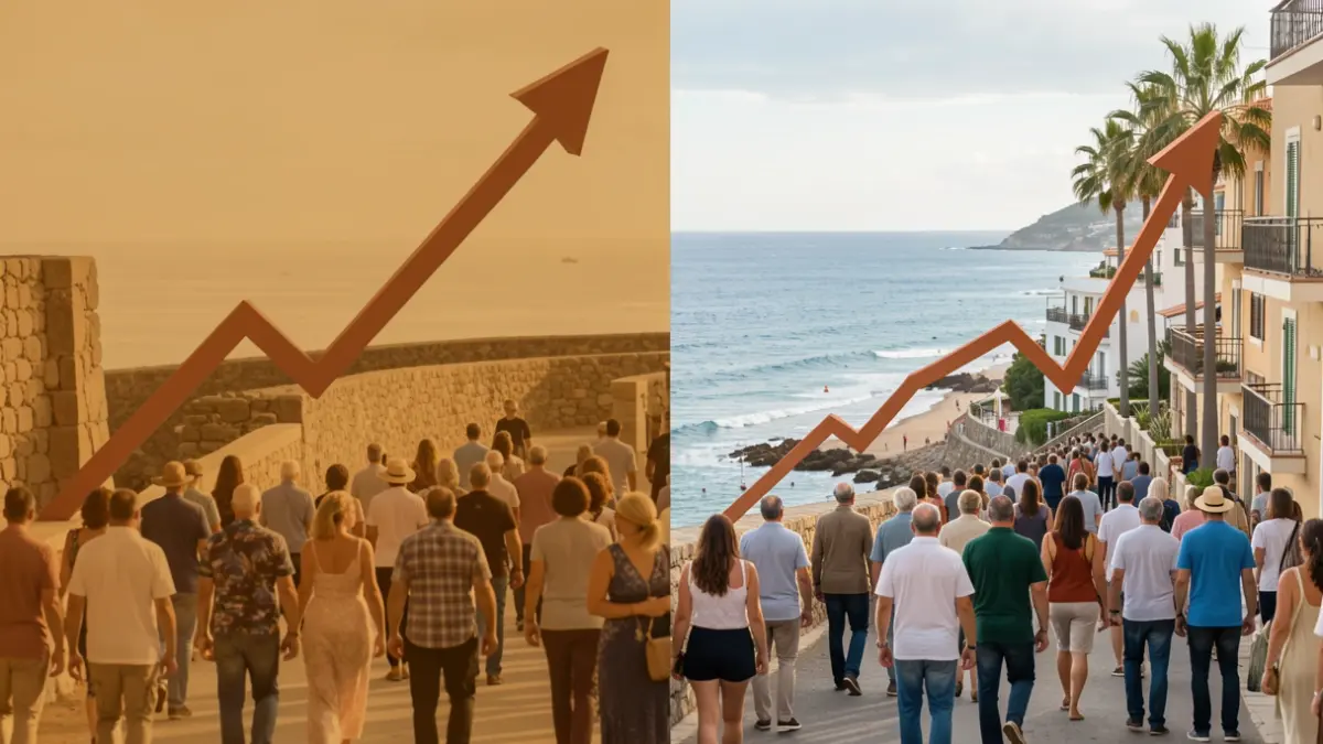 Rising and falling graph illustrating the difference in urban land prices in the Canary Islands.