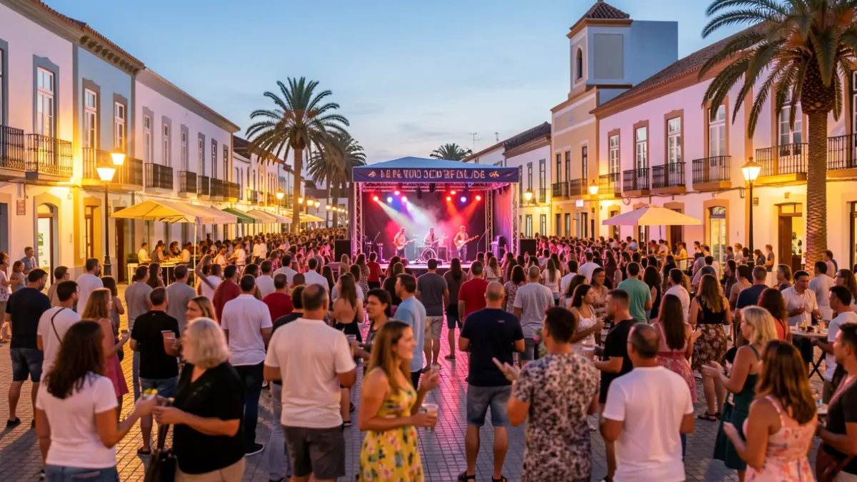 Imagen genérica de una fiesta callejera en Santa Cruz de Tenerife al atardecer.
