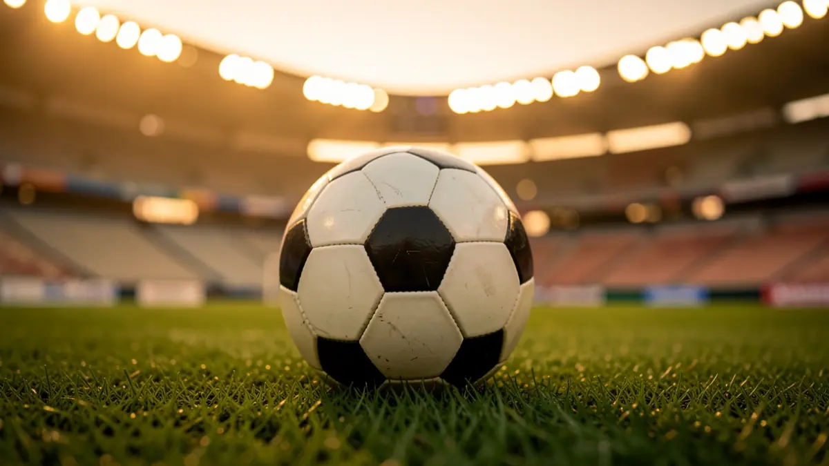 Generic image of a soccer ball on a stadium pitch.